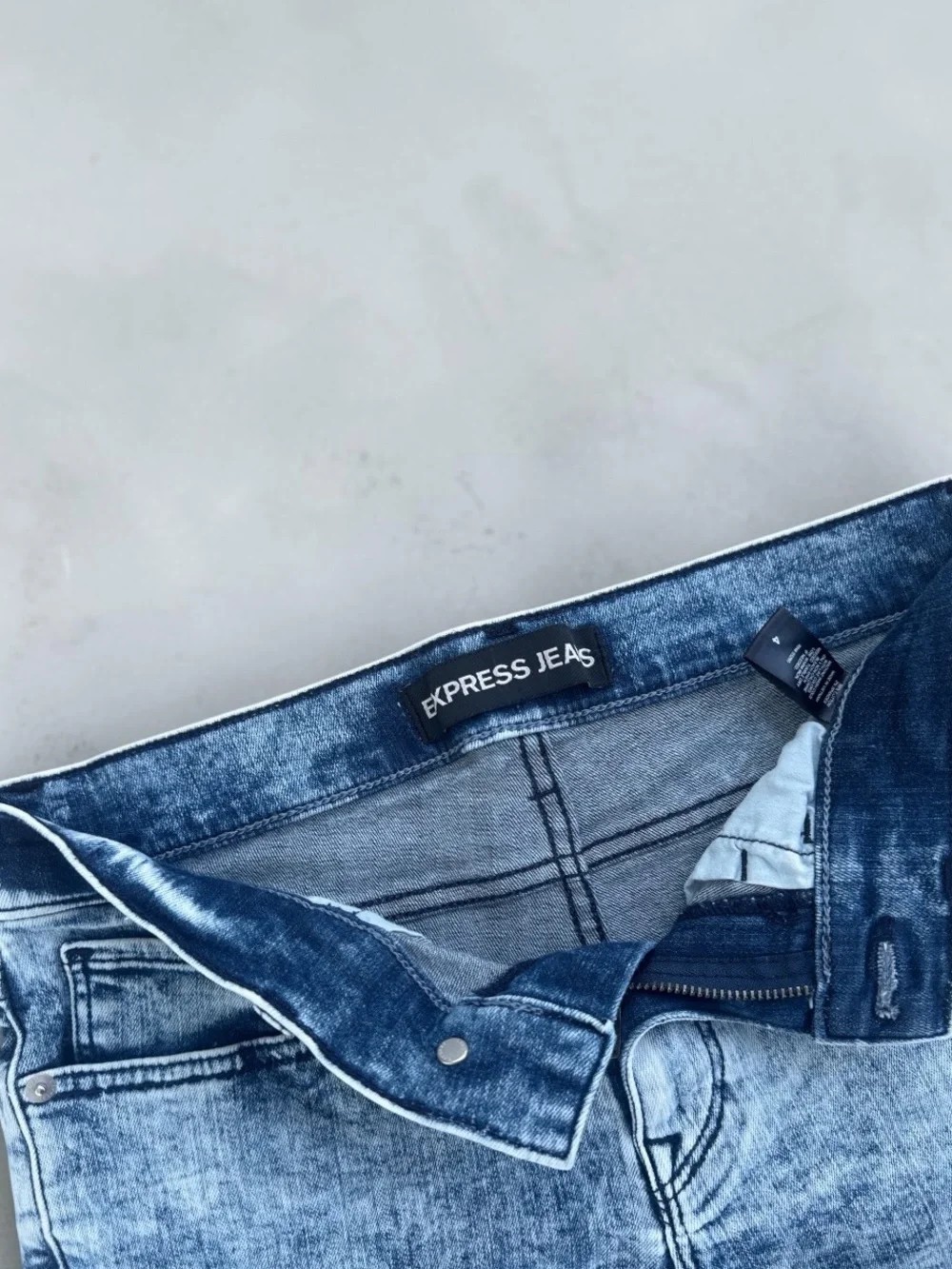 Express Blue Washed Denim Cutoff Shorts